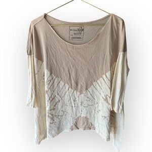 Free People Beige and White Long Sleeve Tee
